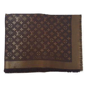 Louis Vuitton Shawl Brown With Gold Monogram
